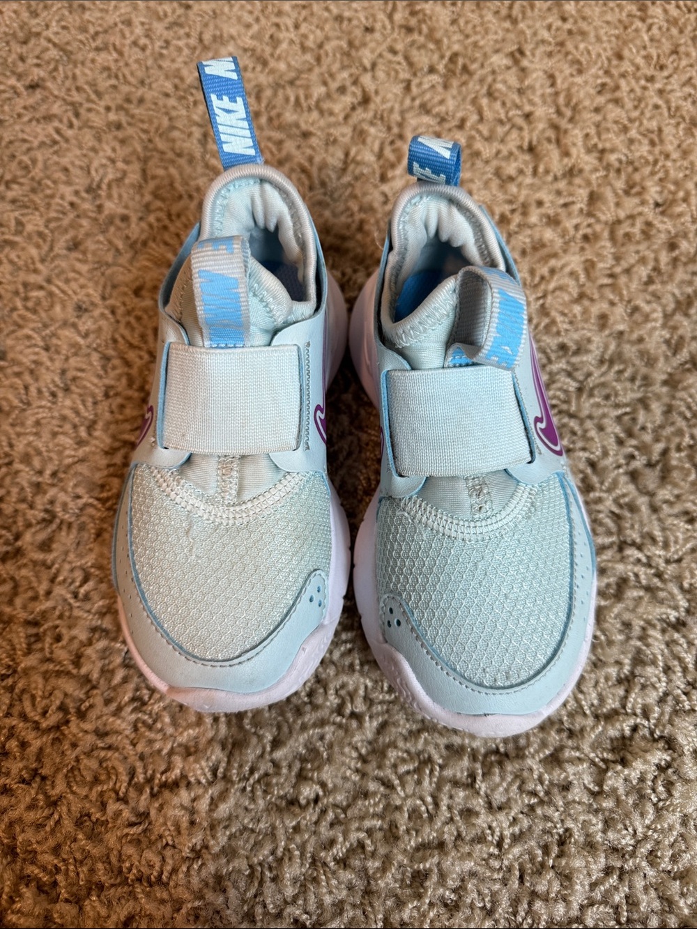 Nike Flex Runner 3 Toddler  Light Blue Sneakers with Purple Swoosh